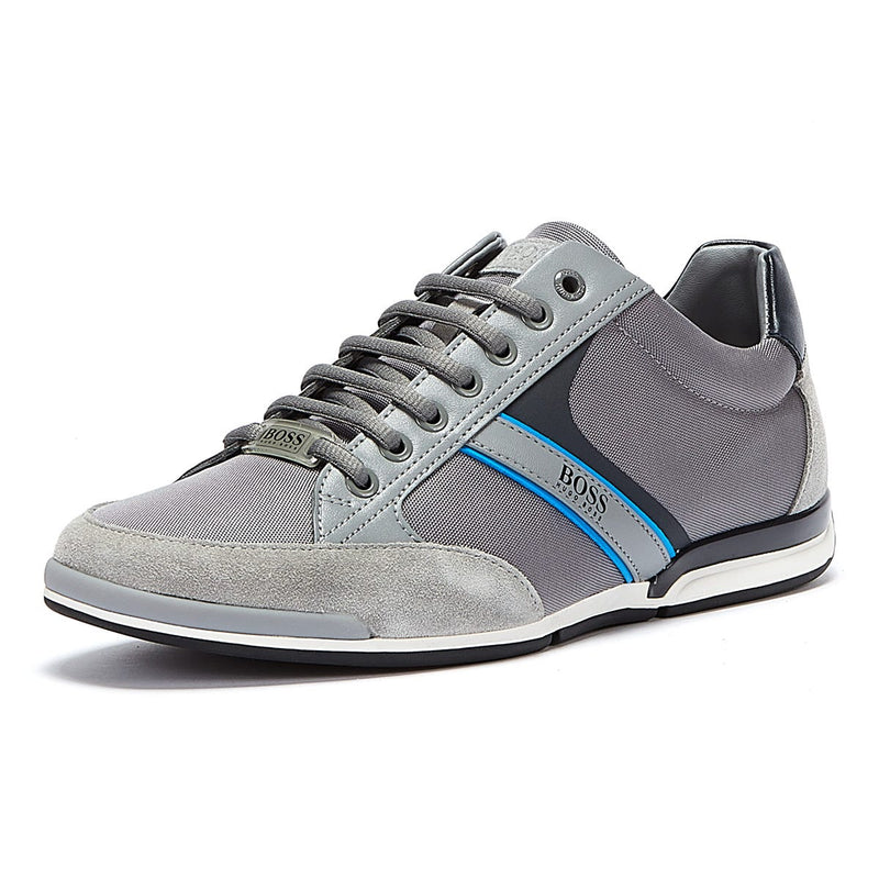 BOSS Saturn Low Mens Grey / Blue Trainers