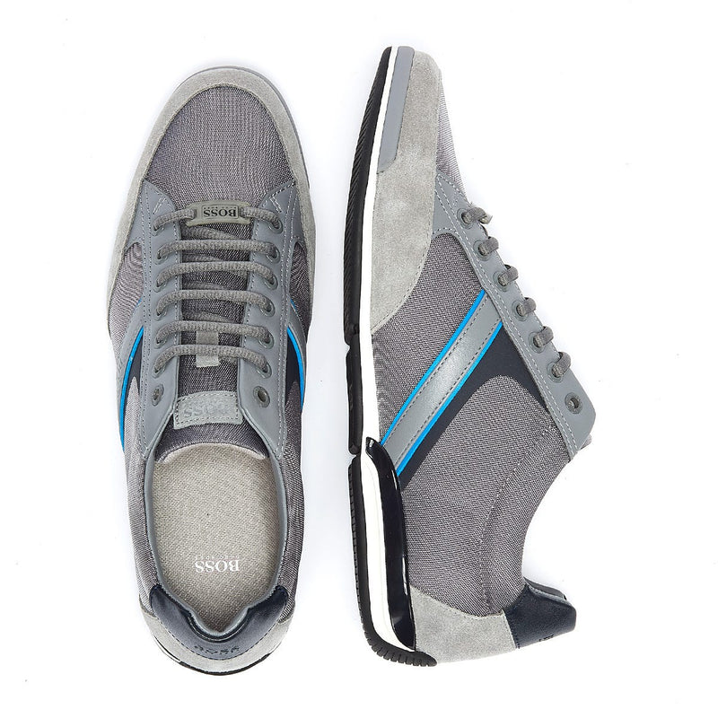 BOSS Saturn Low Mens Grey / Blue Trainers