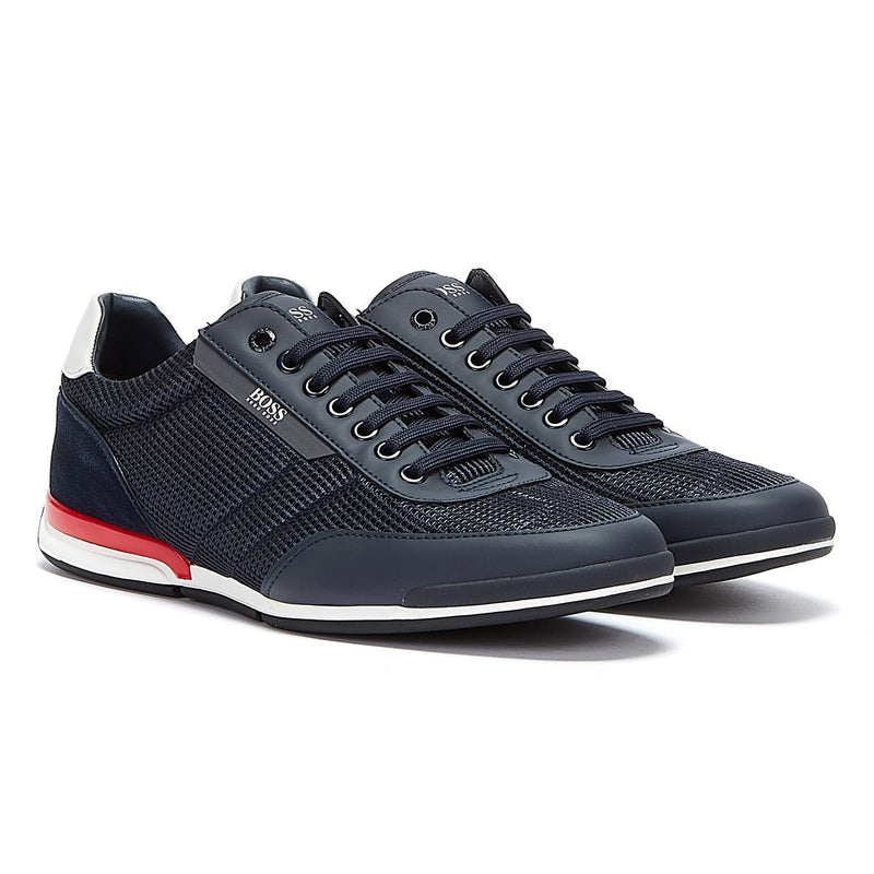 BOSS Saturn Low Mesh Mens Navy / Red Trainers
