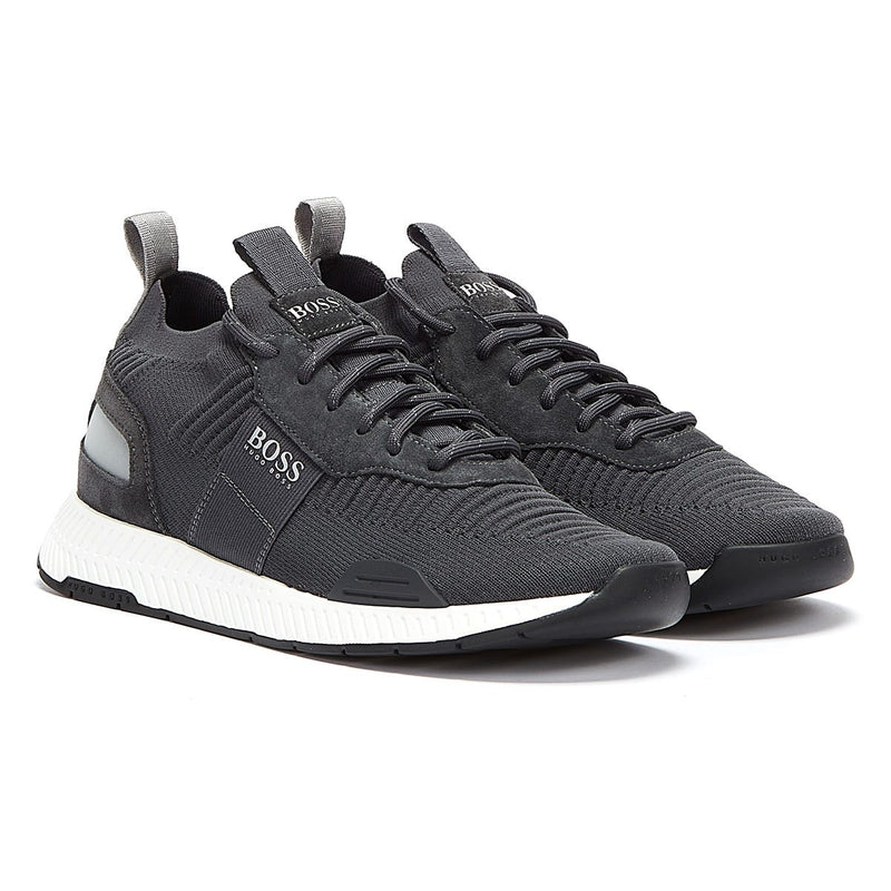 BOSS Titanium Runn Knit Mens Grey Trainers