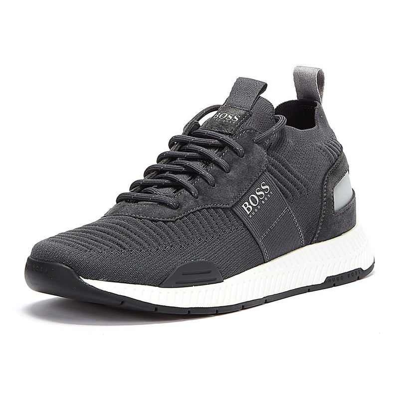 BOSS Titanium Runn Knit Mens Grey Trainers
