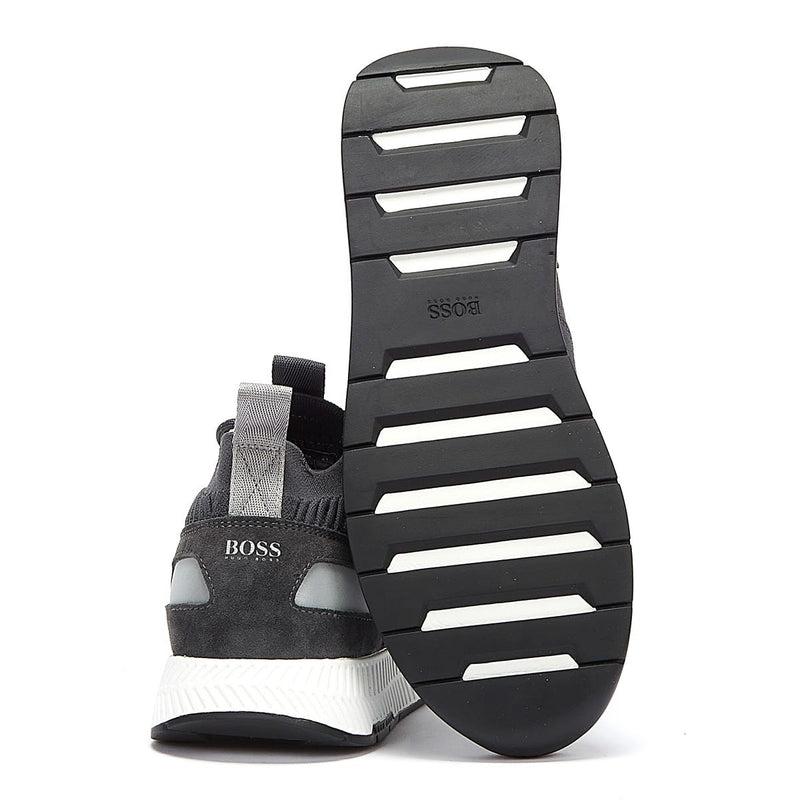 BOSS Titanium Runn Knit Mens Grey Trainers