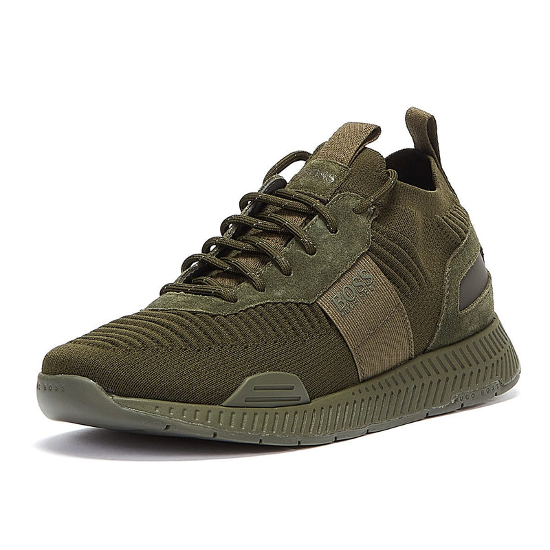 BOSS Titanium Runn Knit Mens Dark Green Trainers