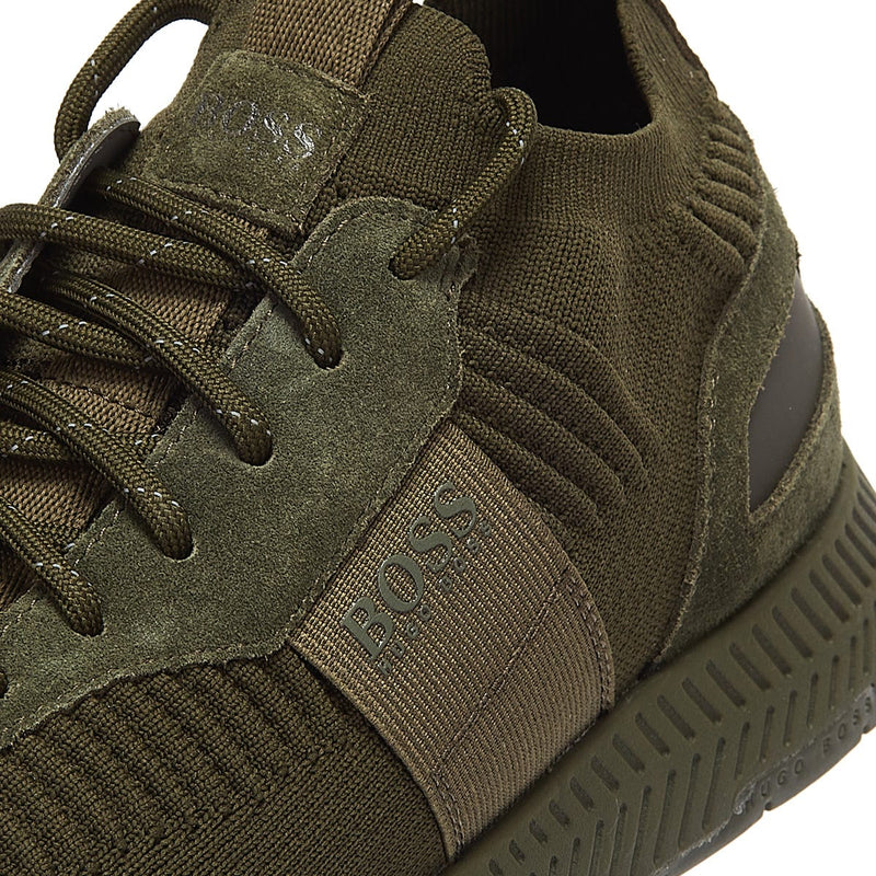 BOSS Titanium Runn Knit Mens Dark Green Trainers