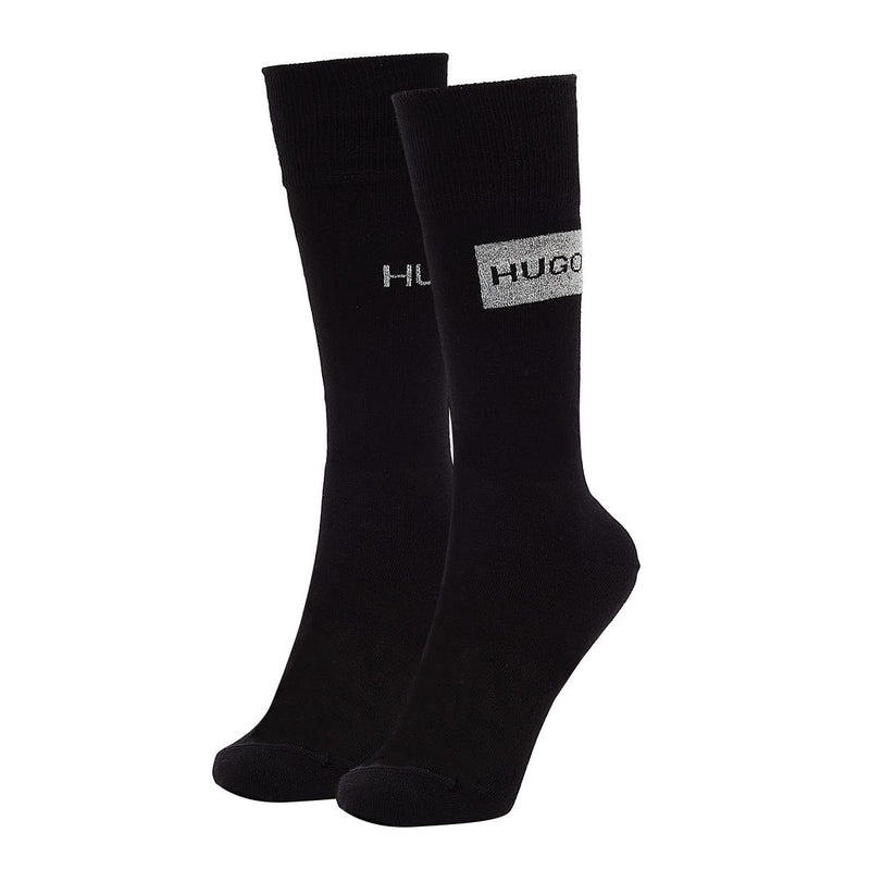 HUGO Gift Set 2 Pack Lurex Mens Black Socks