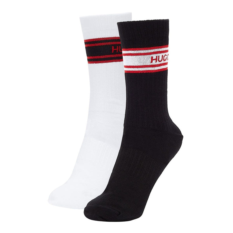HUGO Gift Set 2 Pack Lurex Mens Black / White Socks