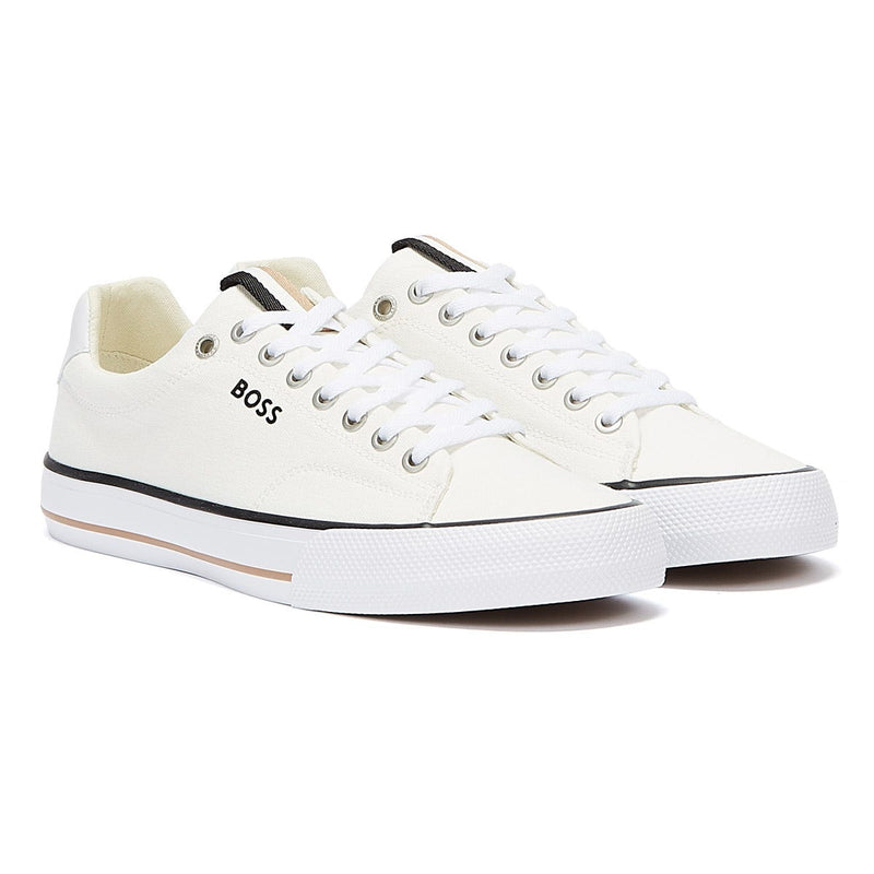 BOSS Aiden Tenn Canvas Mens White Trainers