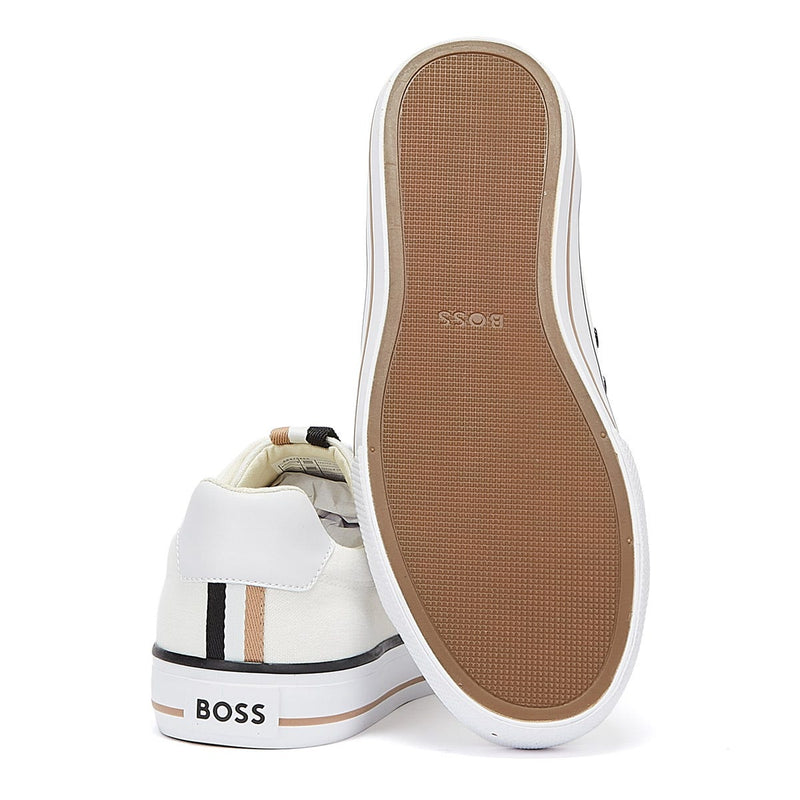 BOSS Aiden Tenn Canvas Mens White Trainers