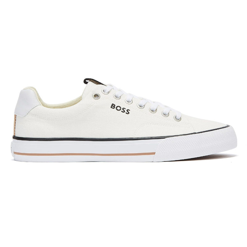 BOSS Aiden Tenn Canvas Mens White Trainers