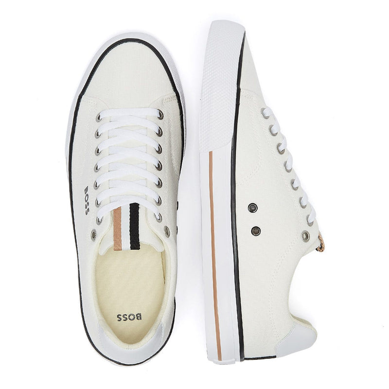 BOSS Aiden Tenn Canvas Mens White Trainers