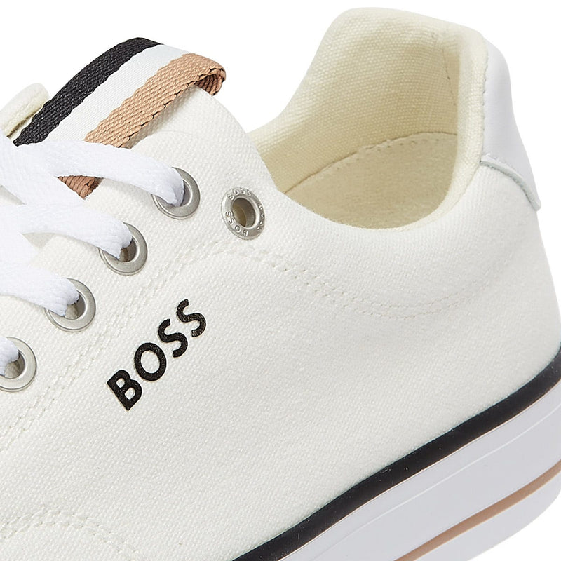 BOSS Aiden Tenn Canvas Mens White Trainers