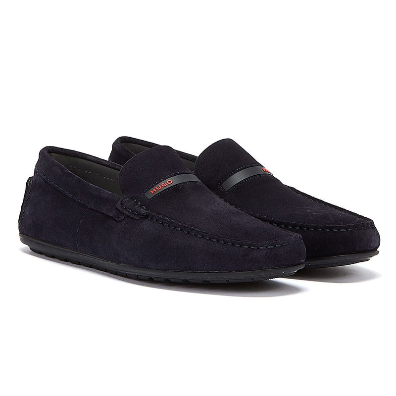 HUGO Dandy Moccassin Suede Mens Dark Blue Shoes