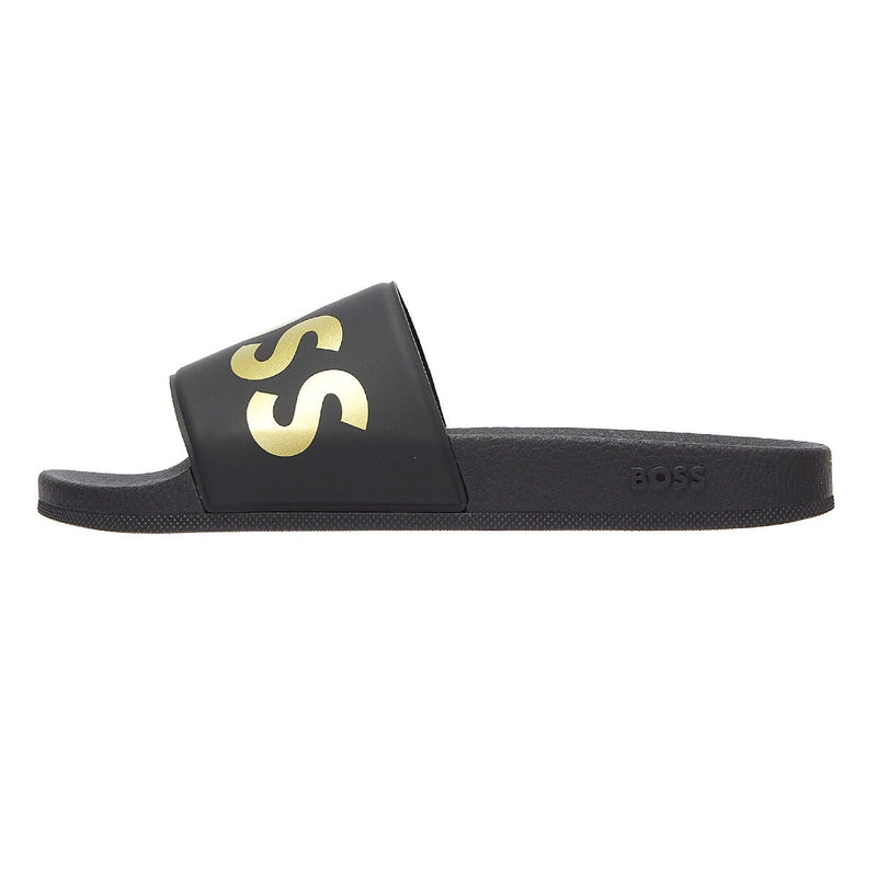 BOSS Sean Mens Black / Gold Slides