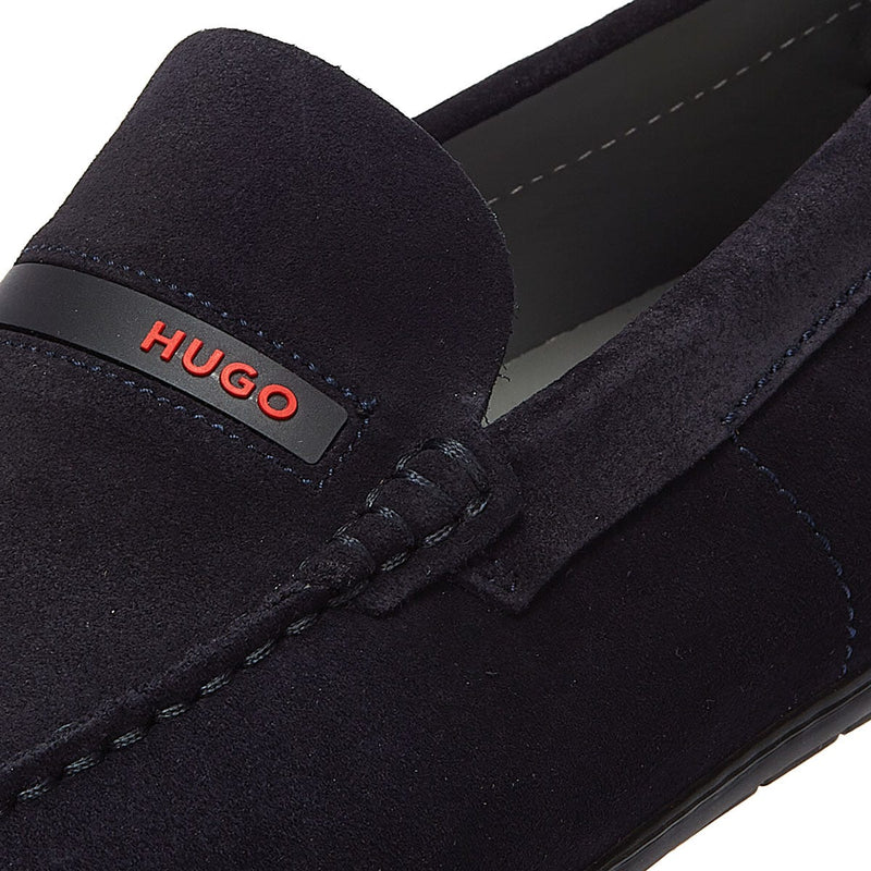 HUGO Dandy Moccassin Suede Mens Dark Blue Shoes