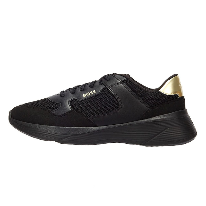 BOSS Dean Runn Mens Black / Gold Trainers