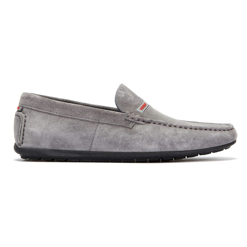 HUGO Dandy Moccassin Suede Mens Dark Grey Shoes