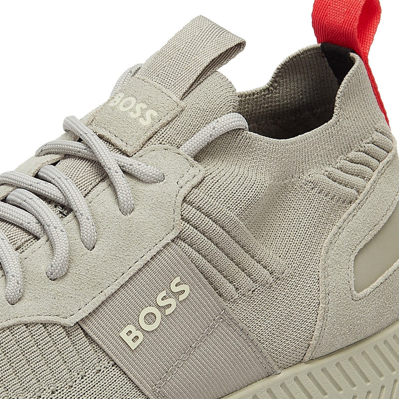 BOSS Titanium Runn Knit Mens Open Grey Trainers