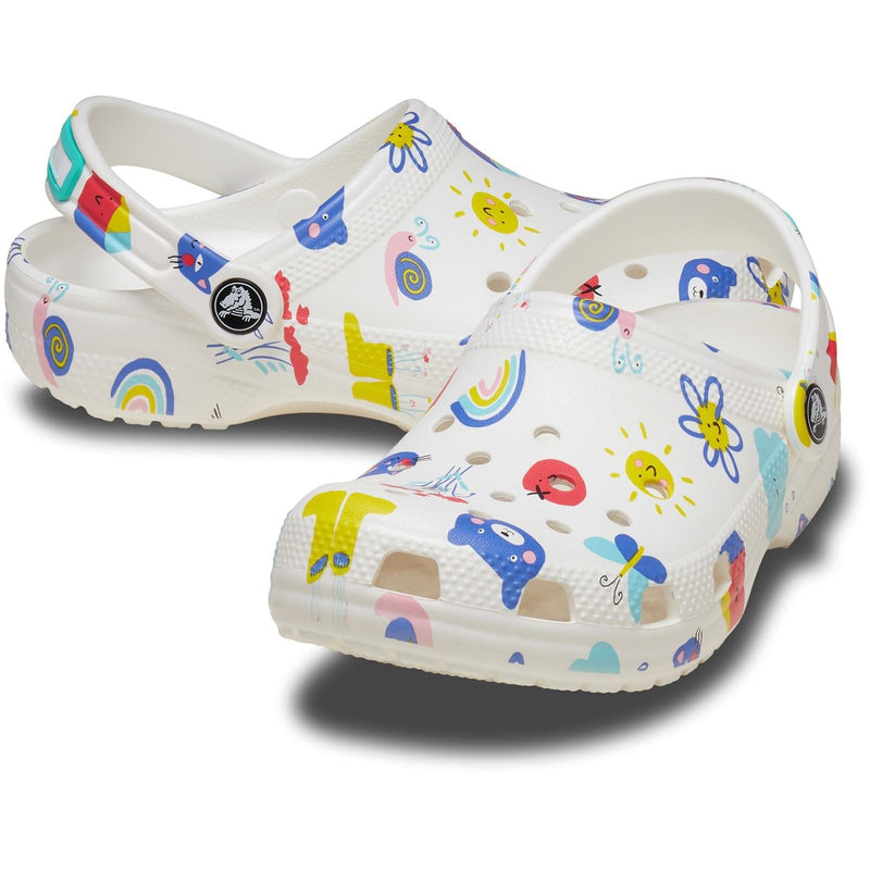 Crocs Classic Graphic Thermoplastique Blanc/multicolore Mocassins