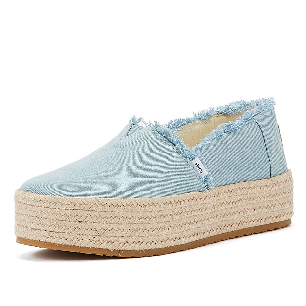 TOMS Washed Denim Valencia Pastel Blue Espadrilles Femmes Blue Sandal