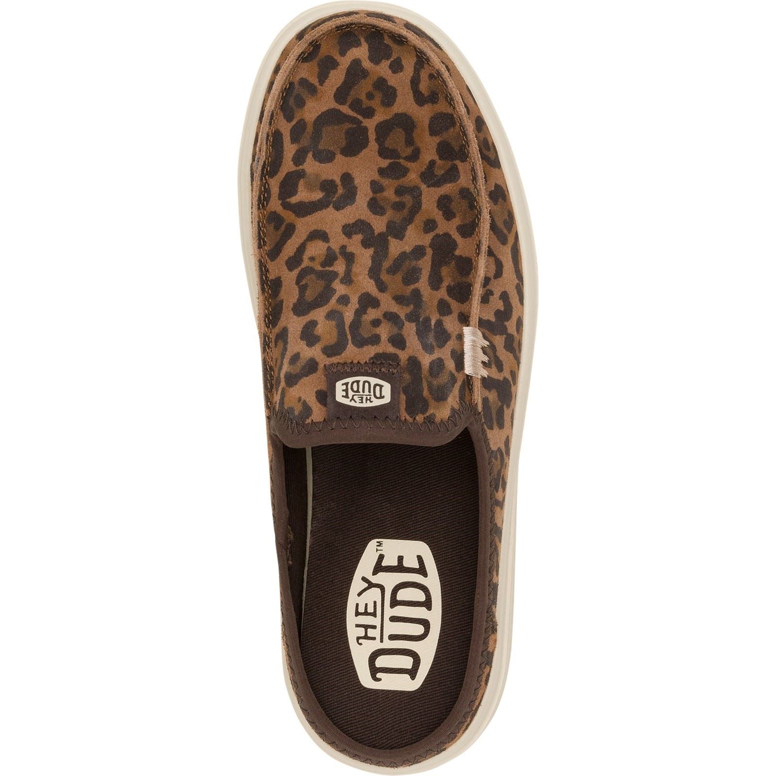 HEYDUDE Austin Lift Classic Mules Léopard Brunes En Cuir Pour Femmes