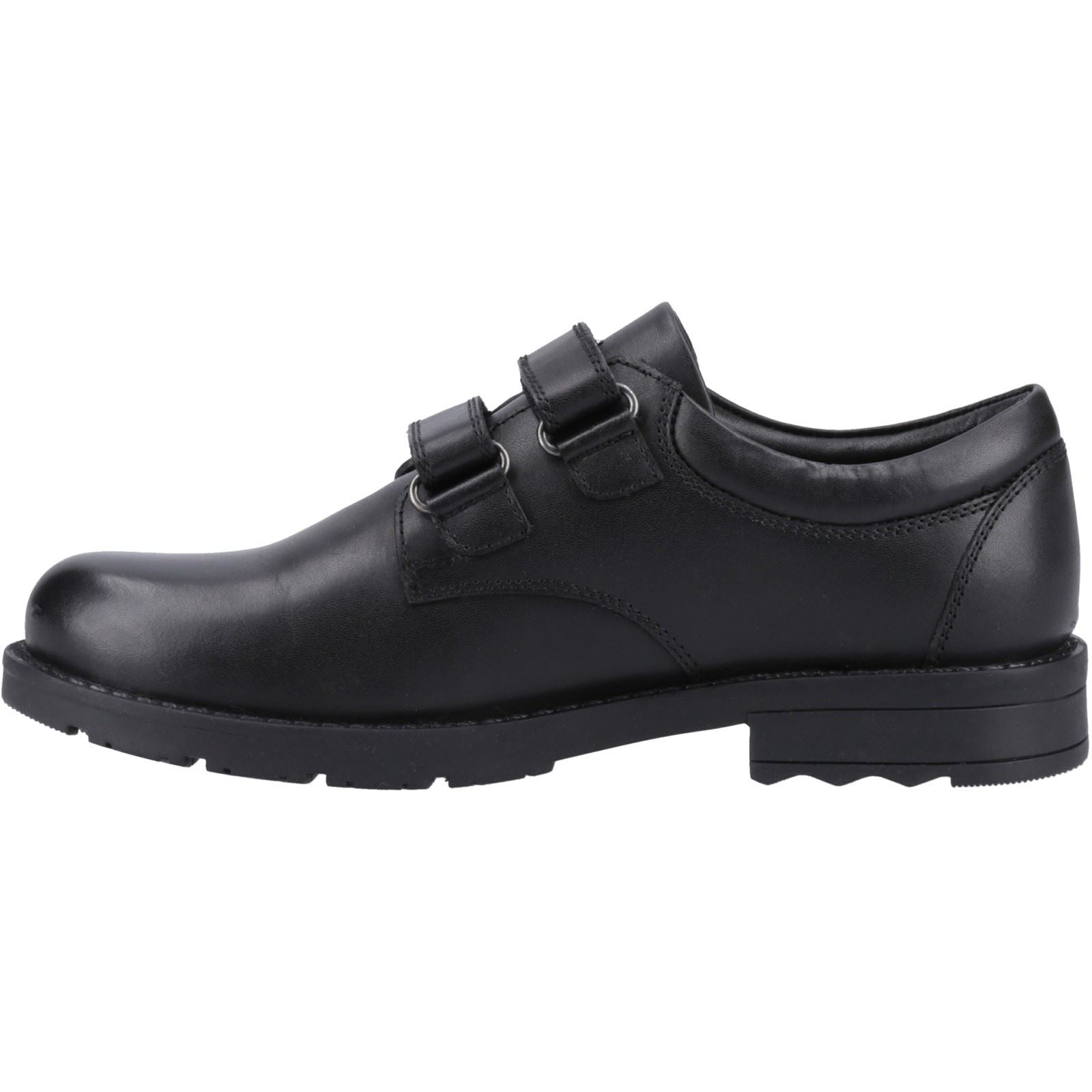 Hush Puppies Barry Senior Chaussures Noires Pour Garçons En Cuir