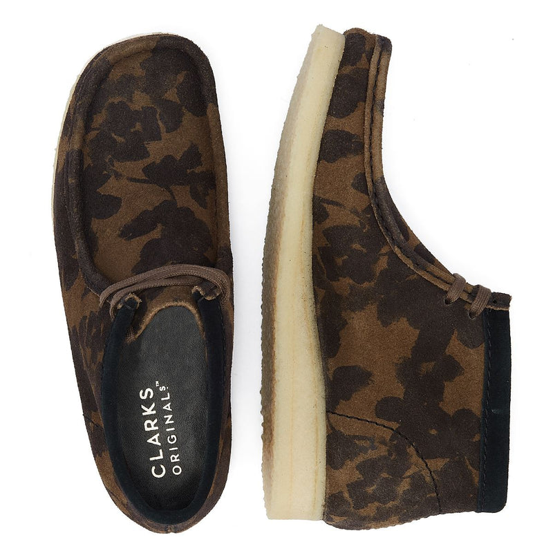 Clarks Originals Bottes Pour Femmes En Noir/Kaki À Motif Floral Wallabee