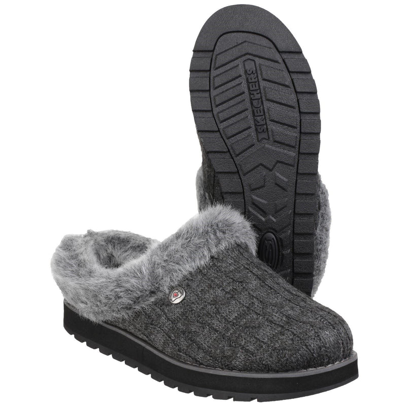 Skechers Keepsakes Ice Angel Chaussons Pour Femmes En Synthétique Gris Anthracite