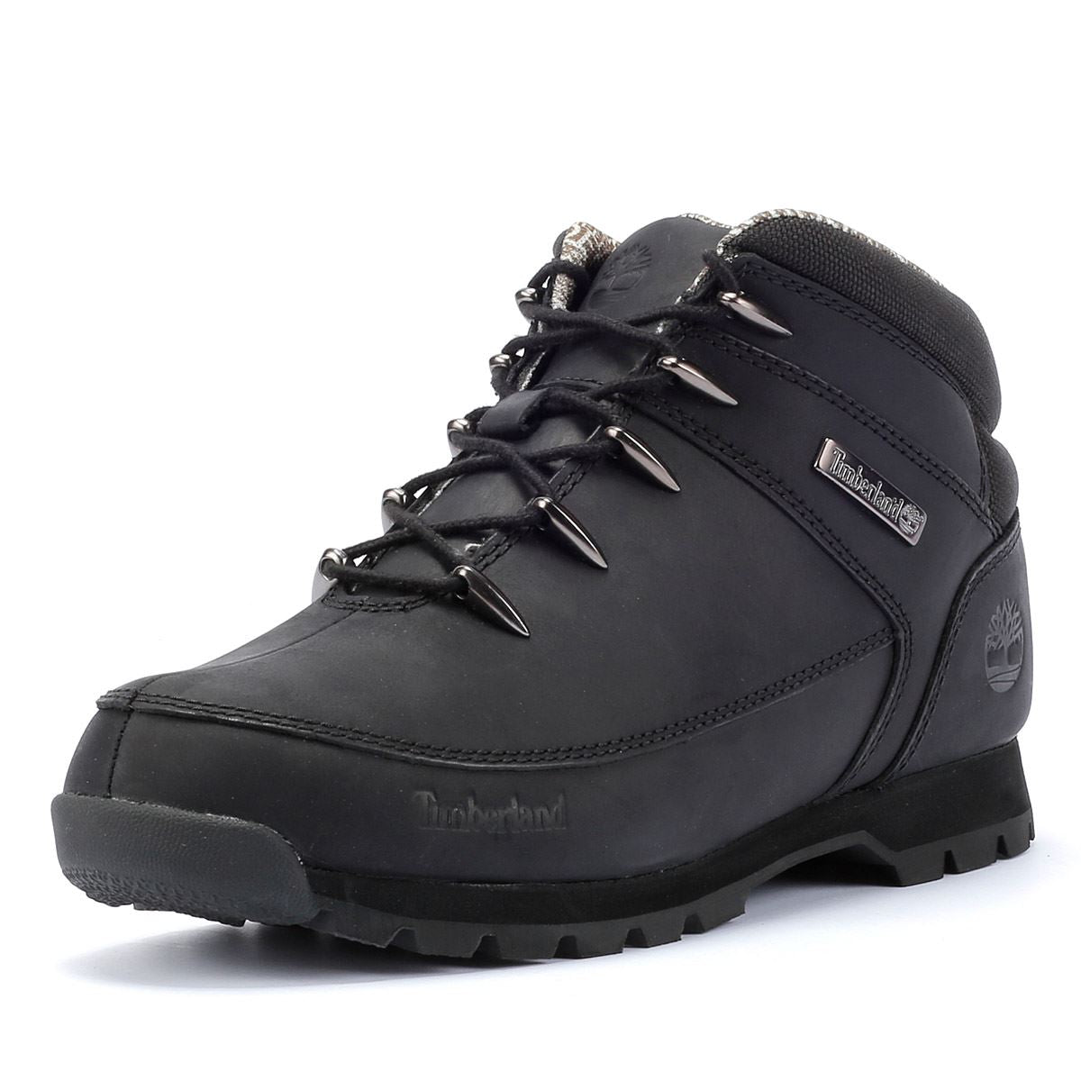 Timberland Euro Sprint Mid Lace Premium Bottes Noires En Cuir Pour Hommes