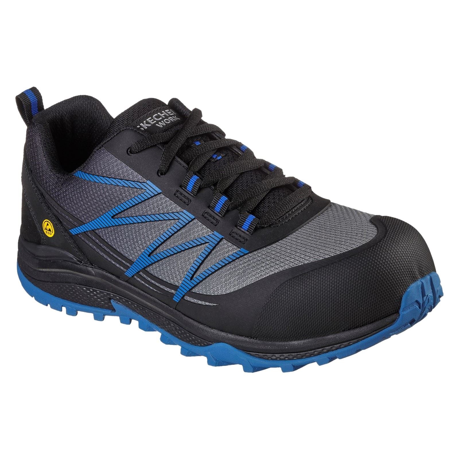 Skechers Workwear Puxal Baskets De Sécurité Noires/Bleues Pour Hommes En Textile