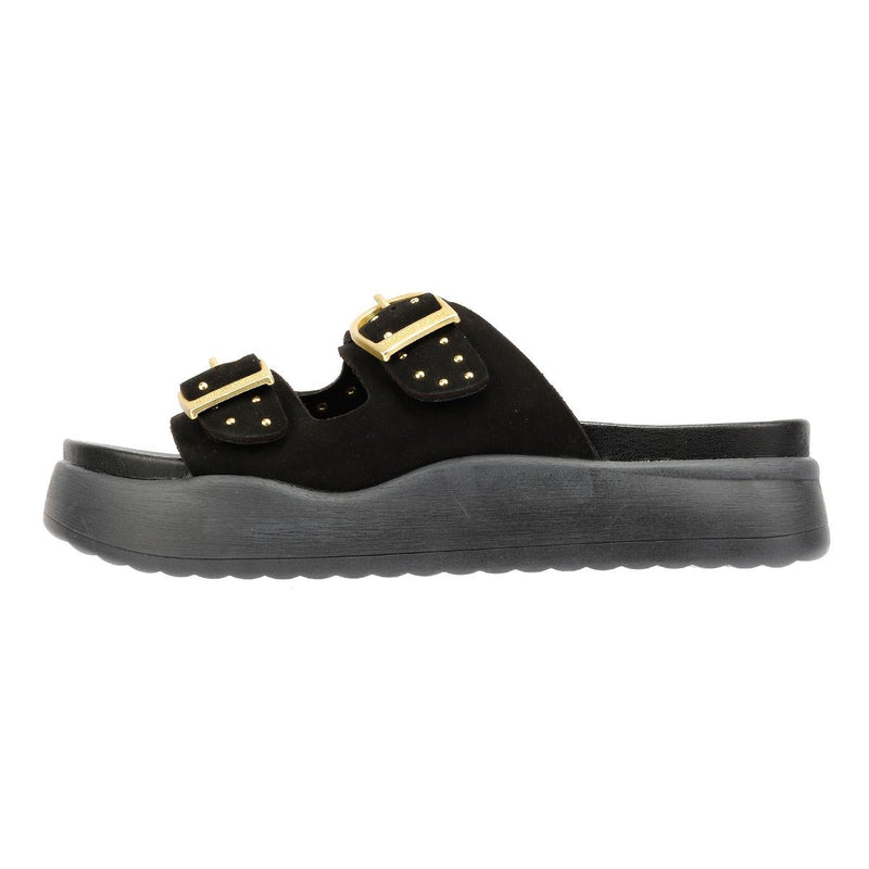Desert Fleur Girasol Sandales Noires Pour Femmes En Nubuck