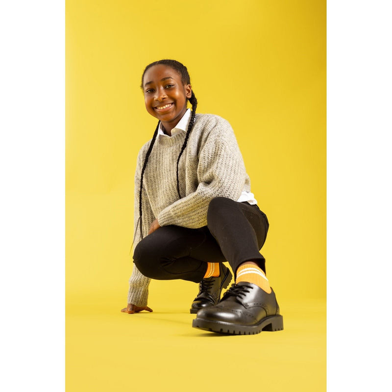 Hush Puppies Athena Senior Chaussures Noires Pour Filles En Cuir