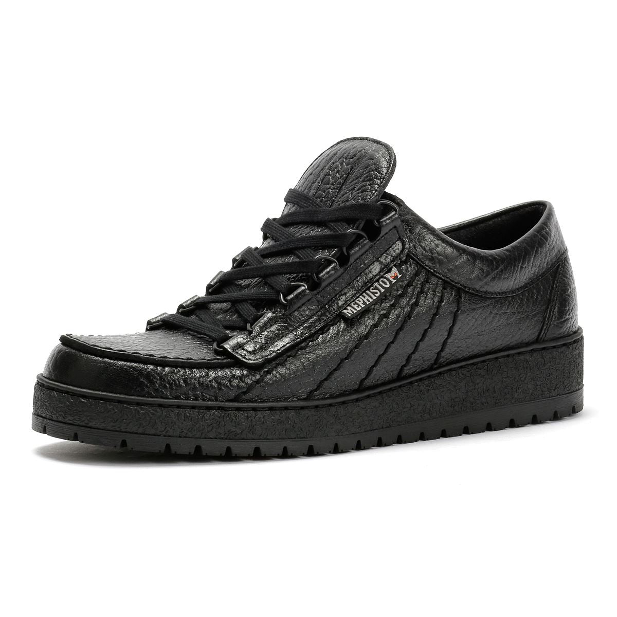 Mephisto Rainbow Mamouth 714 Chaussures Noires En Cuir Pour Homme À Lacets