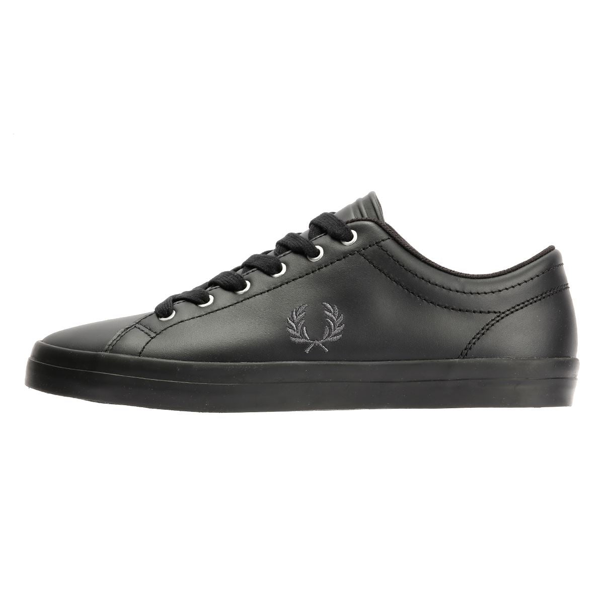 Fred Perry Baseline Baskets Noires En Cuir Pour Hommes