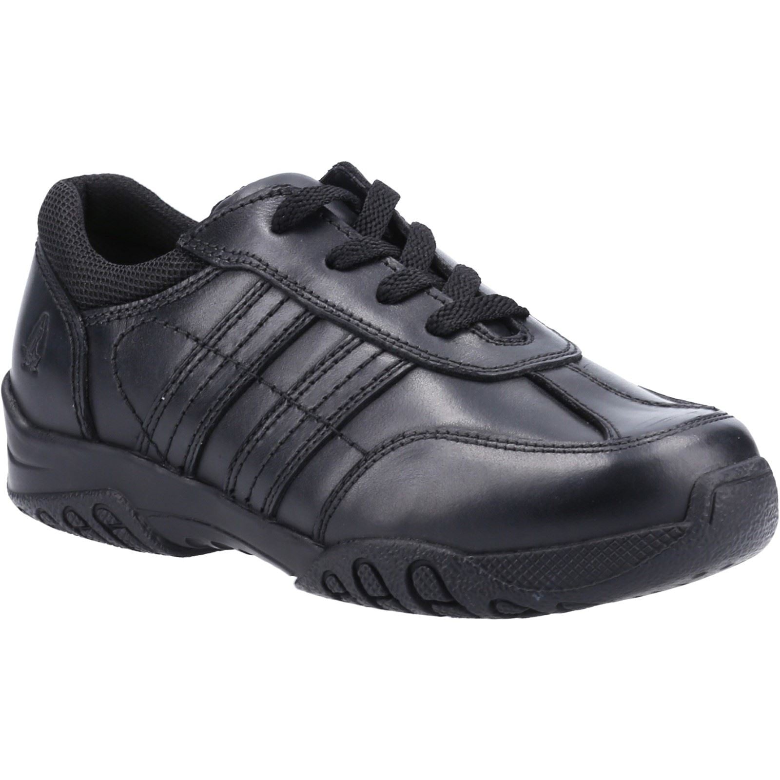 Hush Puppies Jezza 2 Chaussures Noires Pour Garçons En Cuir À Lacets