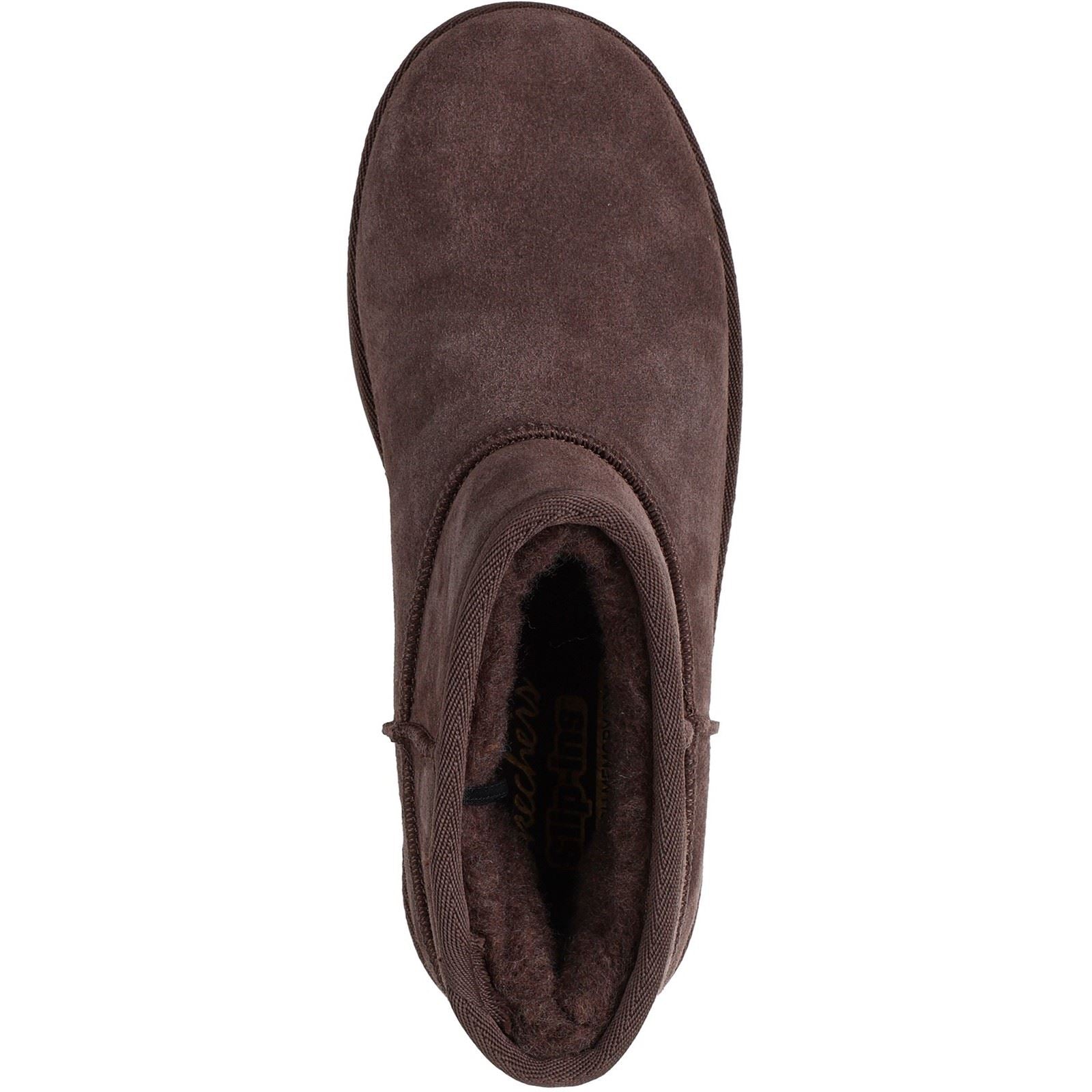 Skechers Keep Cozy Bottes De Cheville En Cuir Pour Femmes Chocolat D'Hiver
