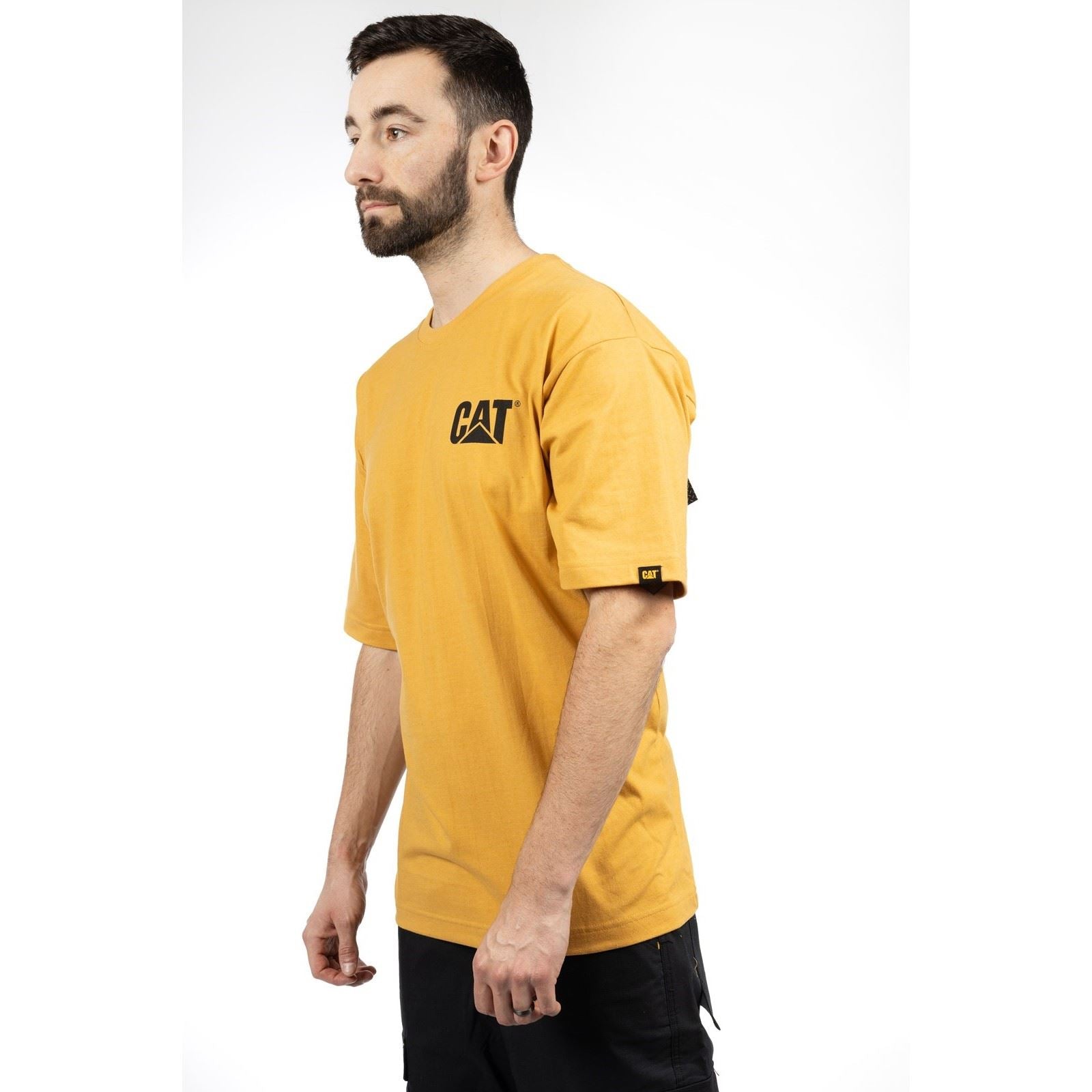 Caterpillar W05324 Trademark T-Shirts À Manches Courtes En Coton Pour Hommes Jaunes