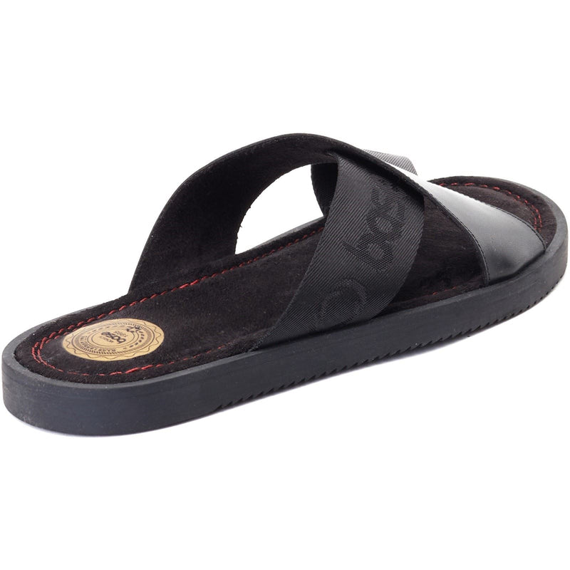 Base London Webb Sandales Noires Pour Hommes En Cuir