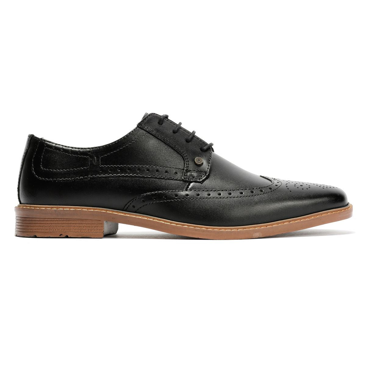 Lambretta Stockton Chaussures Noires En Cuir Pour Homme À Lacets