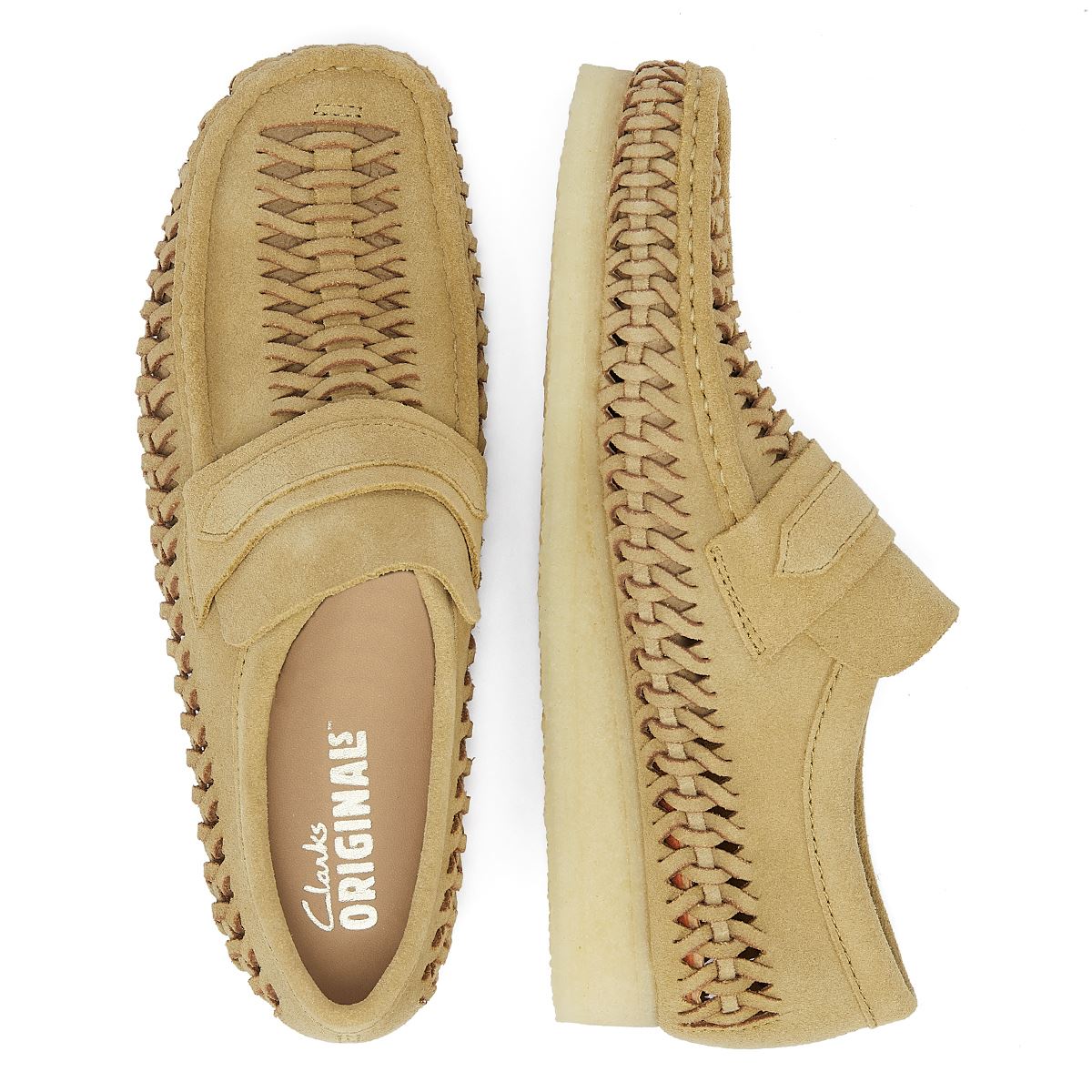 Clarks Originals Wallabee Loafer Weave Suede Mocassins Homme En Érable