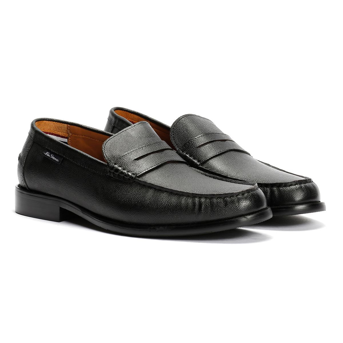 Ben Sherman Hester Mocassins Noirs En Cuir Pour Hommes