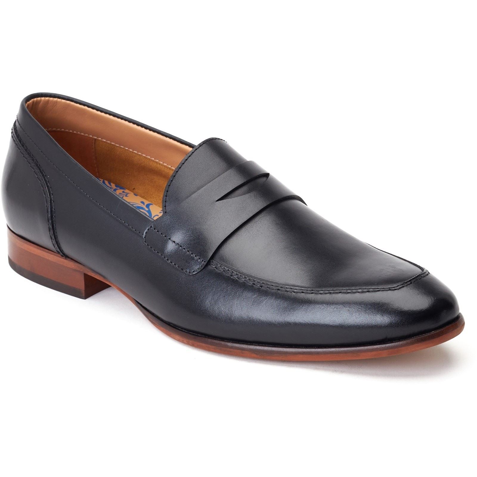 Base London Bruno Mocassins Noirs En Cuir Pour Hommes