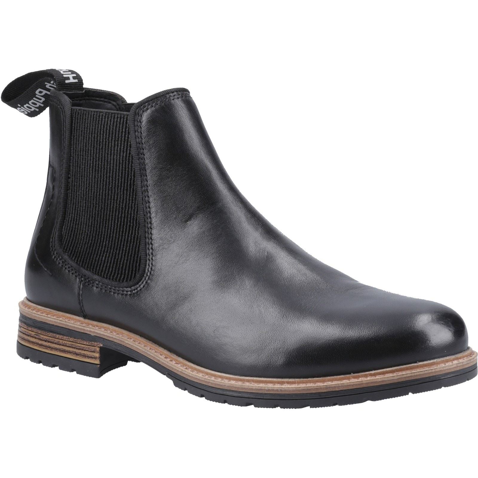 Hush Puppies Russell Bottes En Cuir Noires Pour Hommes