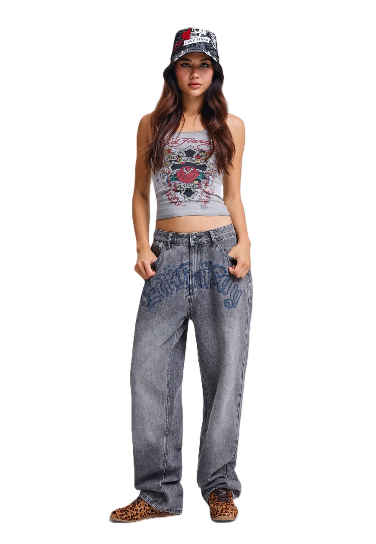 Ed Hardy In Memory of When I Cared Fitted T-Shirts Gris Pour Femmes