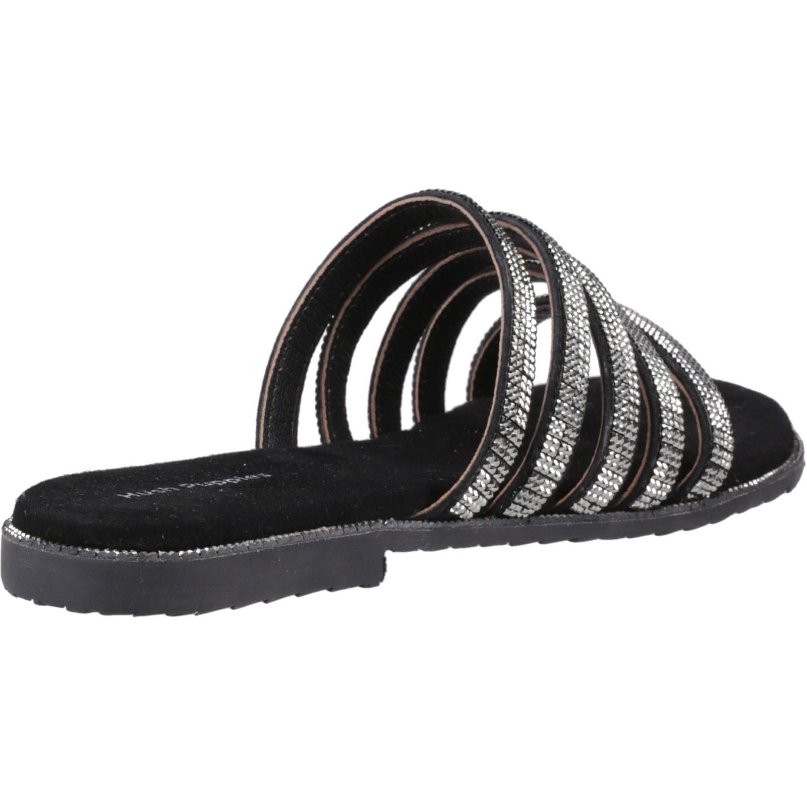 Hush Puppies Paris Slide Sandales Pour Femmes En Suède Noir/Argent