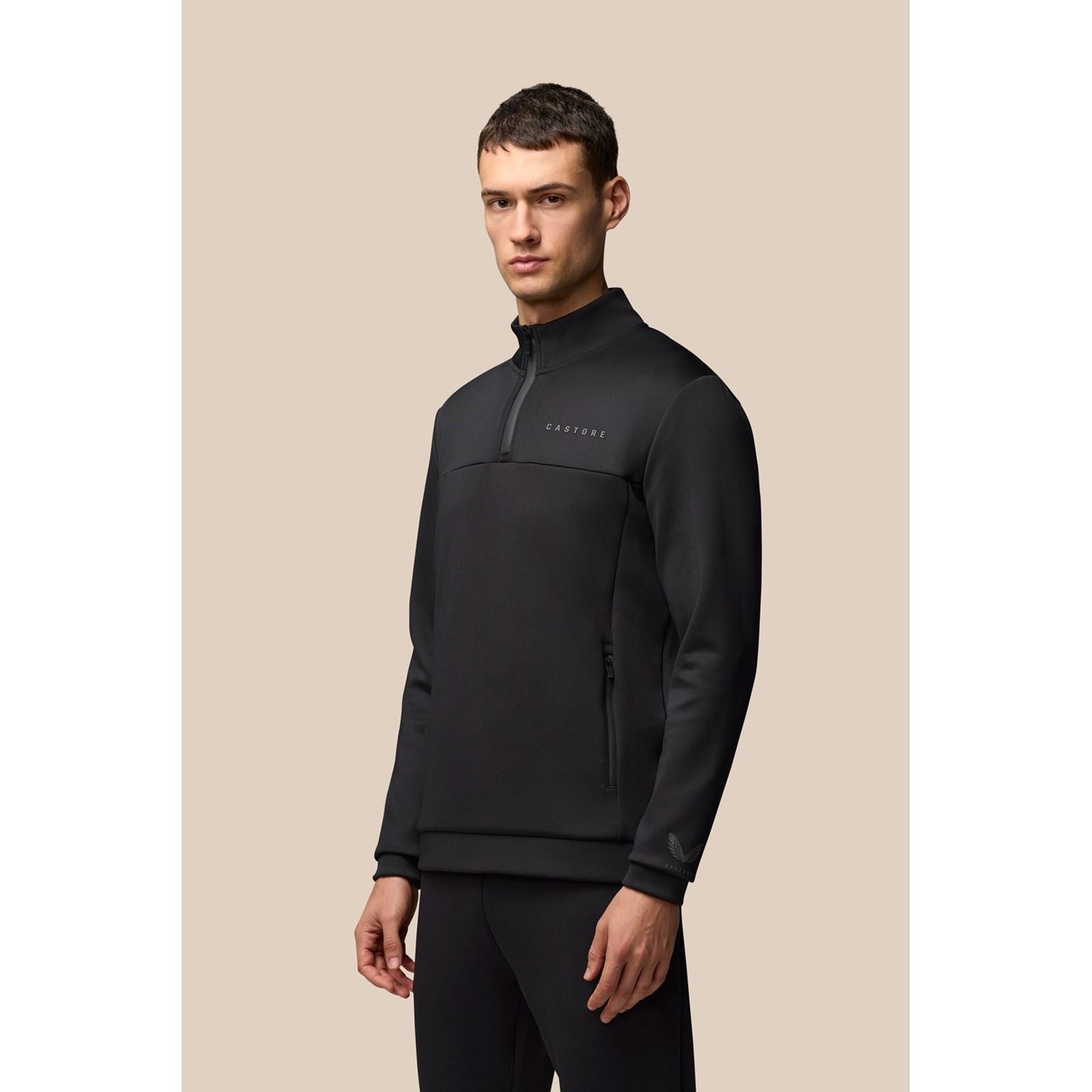 Castore Scuba 1/4 Zip Sweatshirt Noir Pour Homme En Polyester