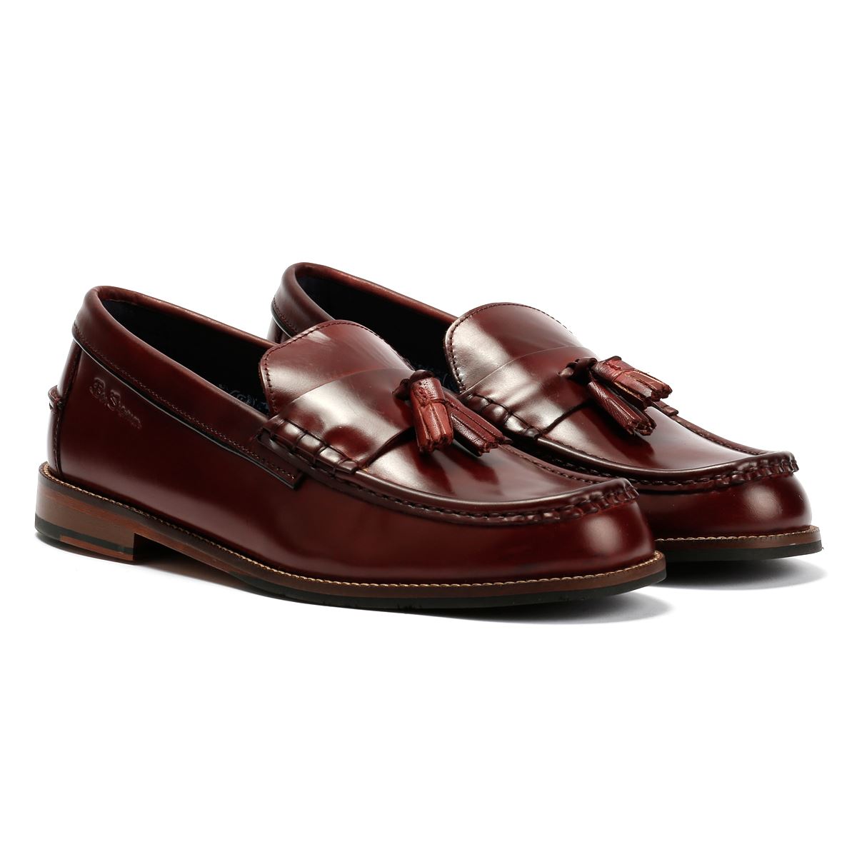 Ben Sherman Sid Mocassins Rouges En Cuir Pour Hommes