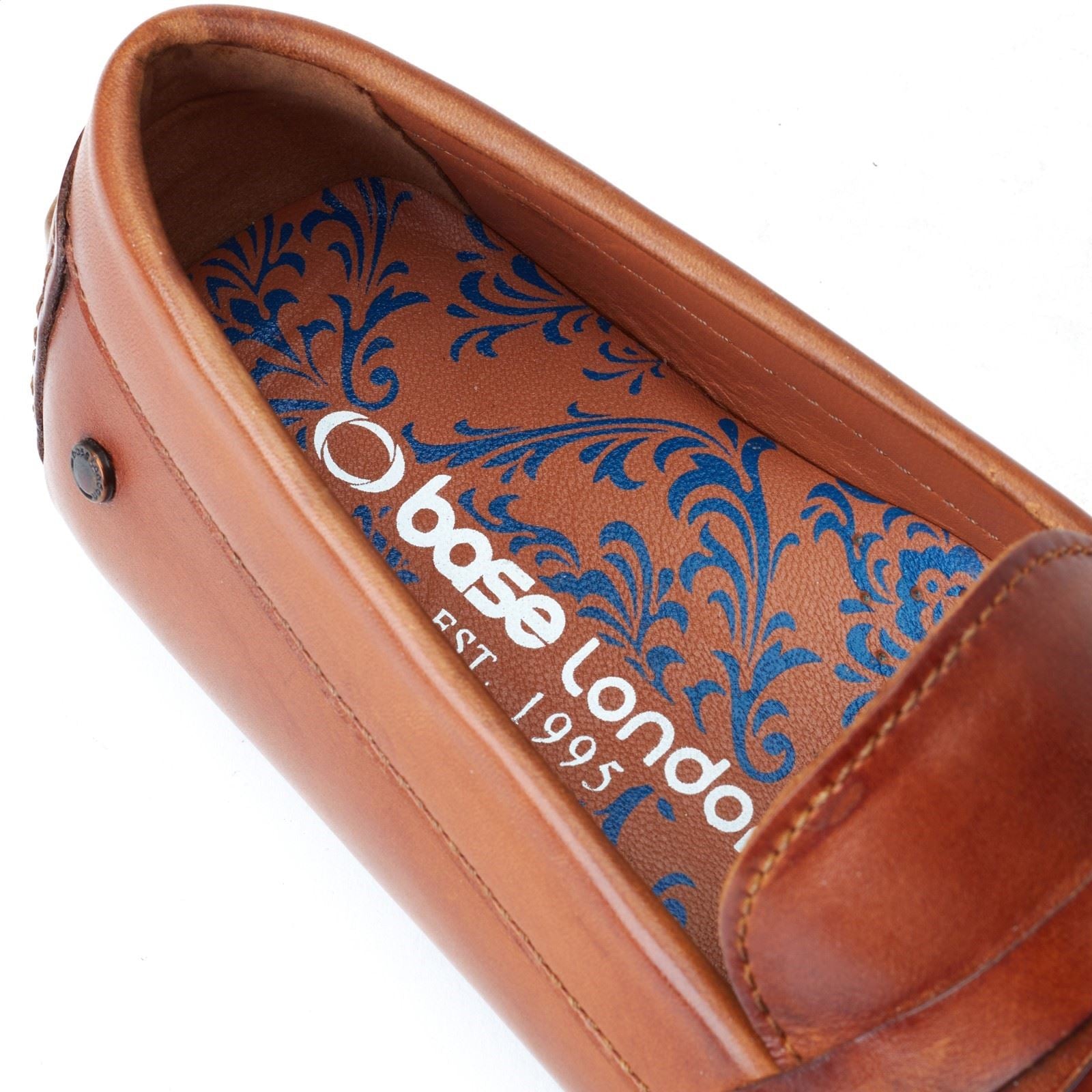 Base London Collins Driver Mocassins En Cuir Pour Hommes Couleur Cuir Brûlé