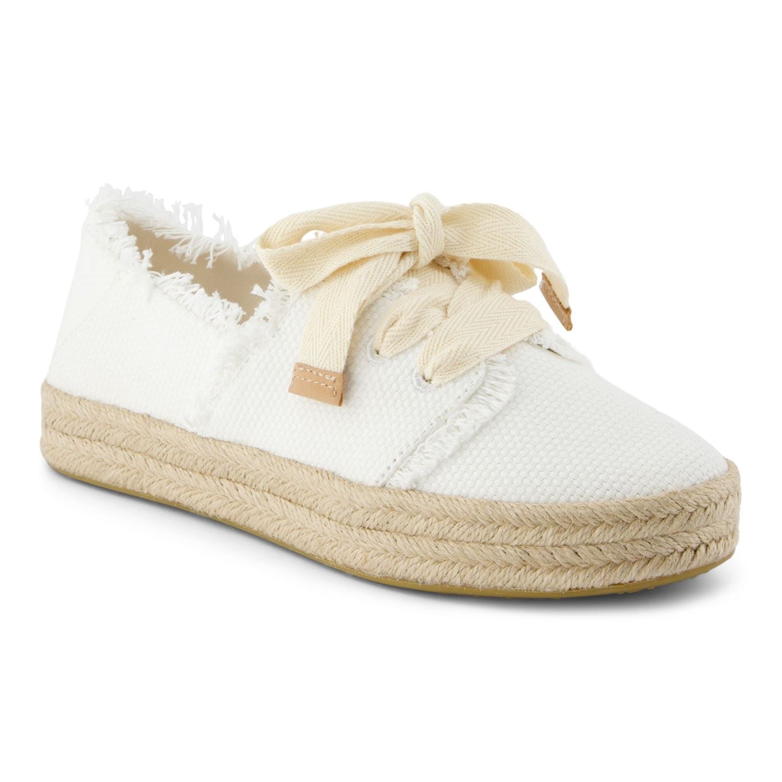 TOMS Carolina Lace Up Espadrilles Blanches En Coton Pour Femmes À La Plage