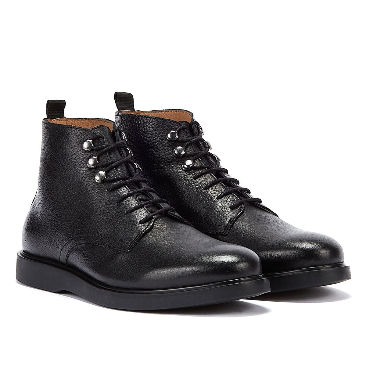 Hudson Bottes Noires Pour Hommes En Dentelle De Bataille En Cuir