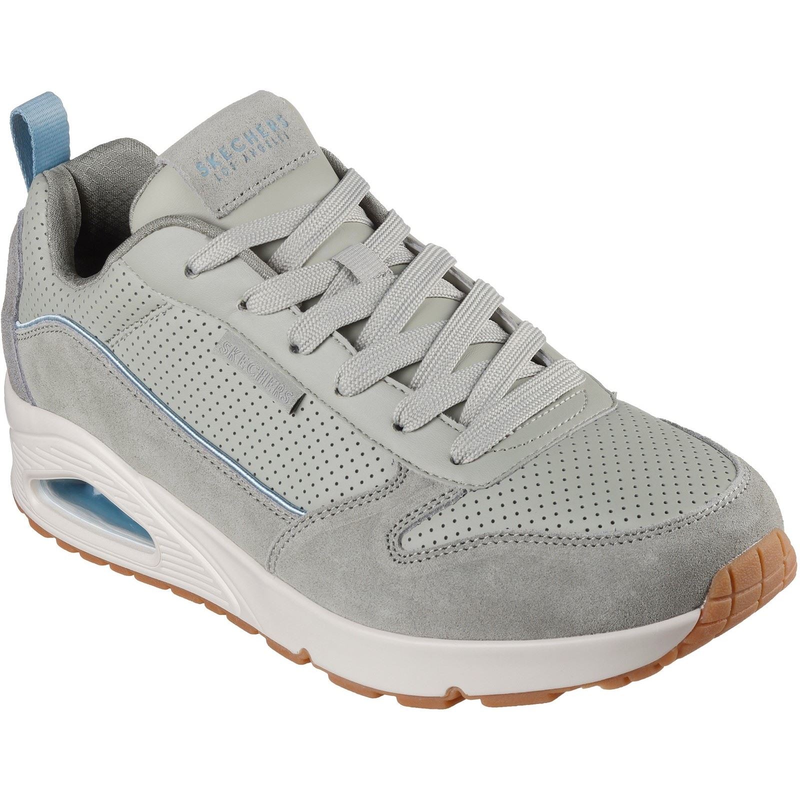 Skechers Uno Stacre 2.0 Chaussures De Sport Pour Homme En Cuir Vert Sauge
